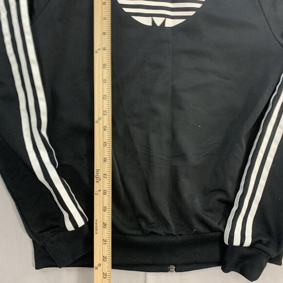 adidas Trefoil Track Jacket Size Small Full Zip Black White Stripes Polyester - Picture 6 of 7